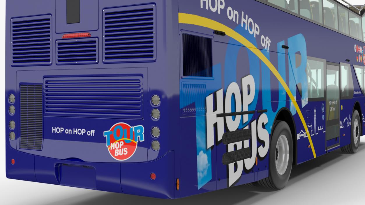 Open Top Double Decker Tour Bus Rigged for Cinema 4D 3D