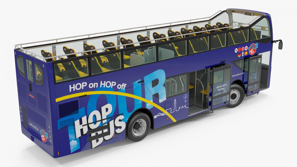 Open Top Double Decker Tour Bus Rigged for Cinema 4D 3D