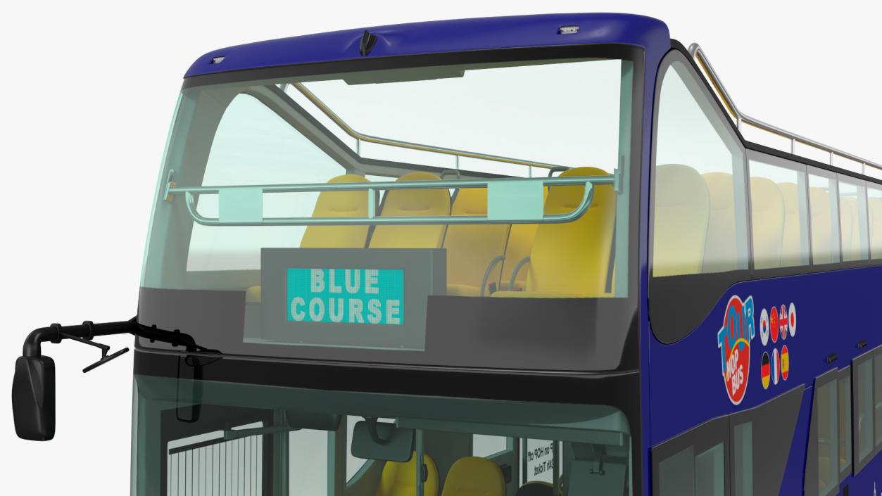 Open Top Double Decker Tour Bus Rigged for Cinema 4D 3D