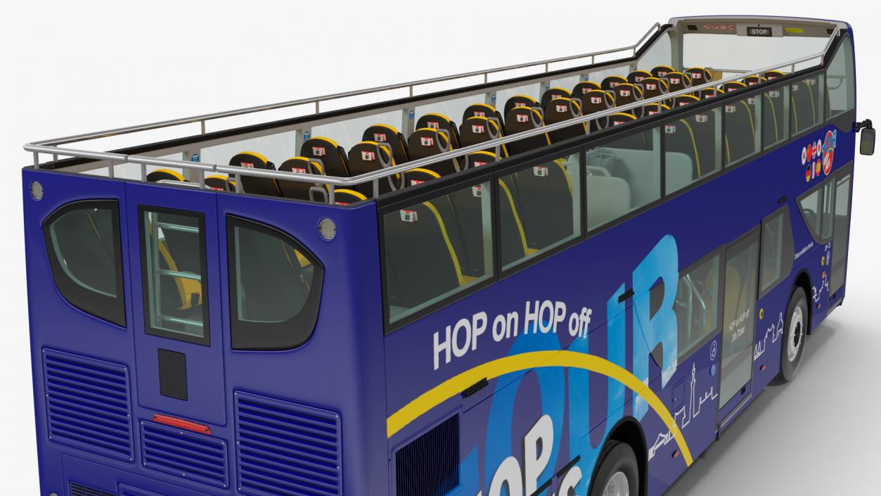 Open Top Double Decker Tour Bus Rigged for Maya 3D