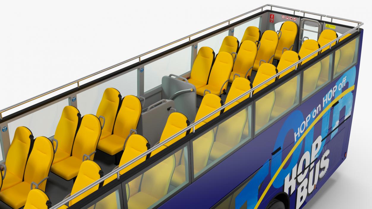 Open Top Double Decker Tour Bus Rigged for Maya 3D