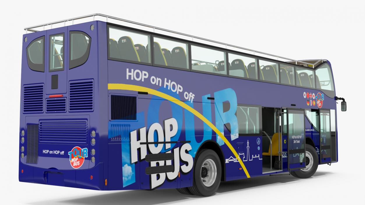 Open Top Double Decker Tour Bus Rigged for Cinema 4D 3D