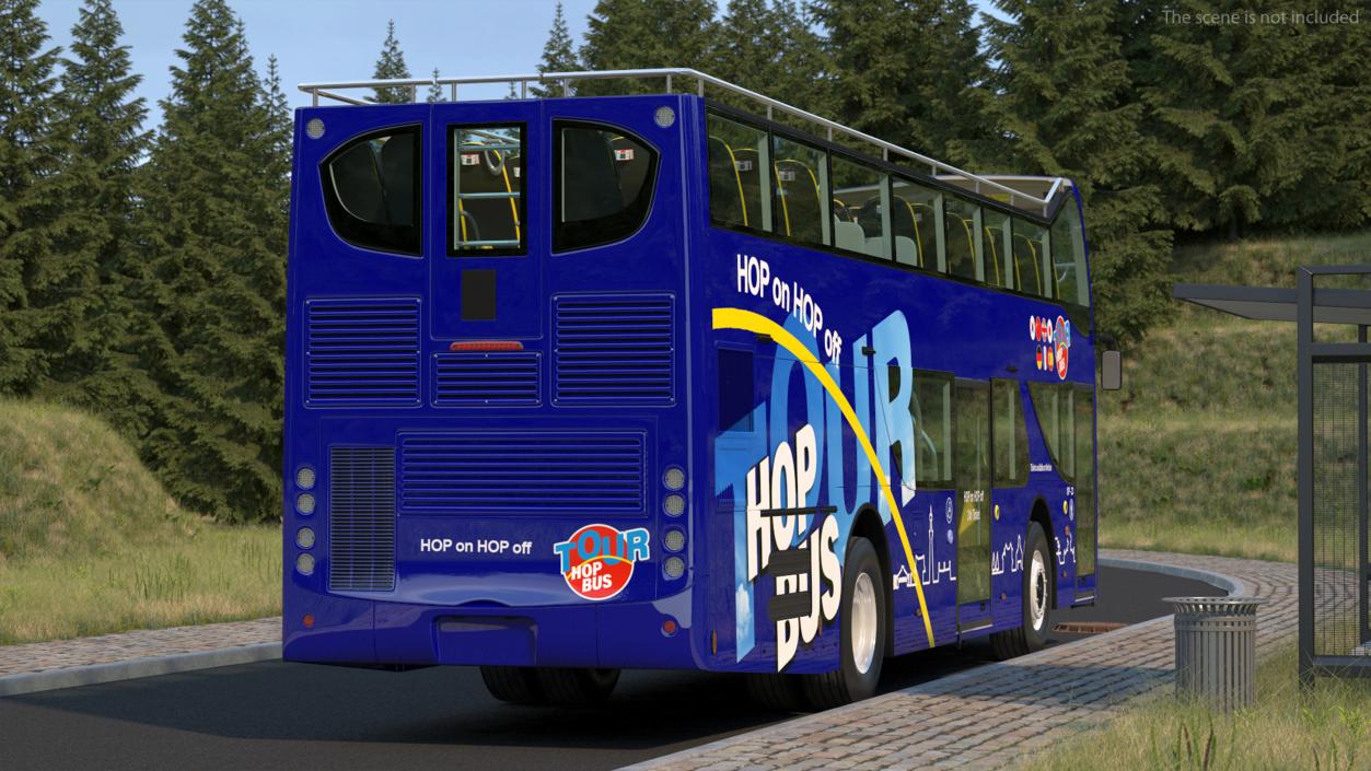 Open Top Double Decker Tour Bus Rigged for Maya 3D