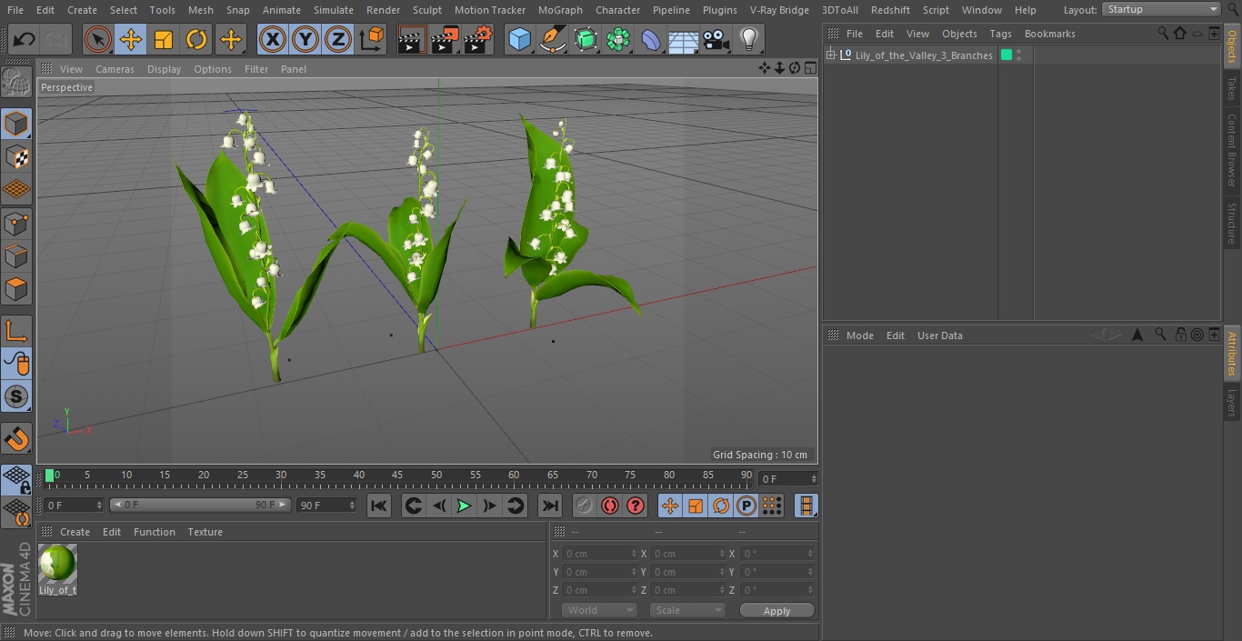 Lily of the Valley 3 Branches 3D model