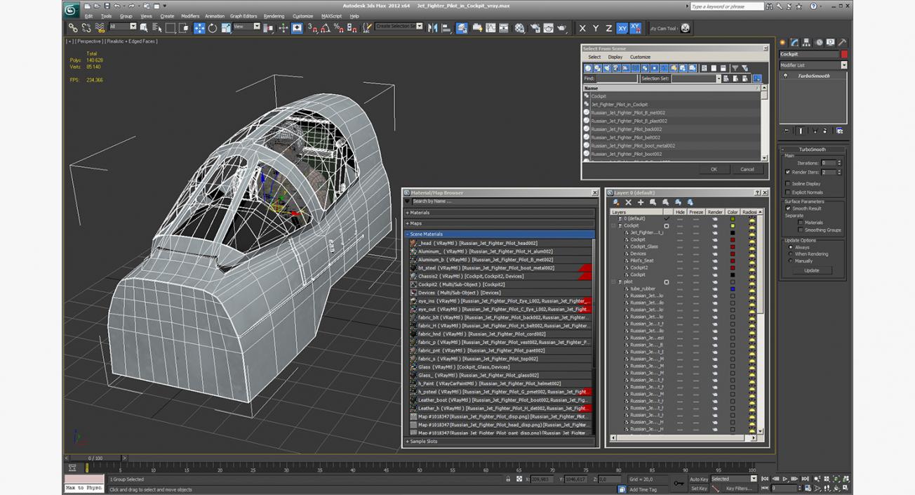 3D Jet Fighter Pilot in Cockpit model