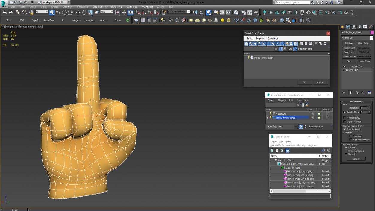 Middle Finger Emoji 3D model