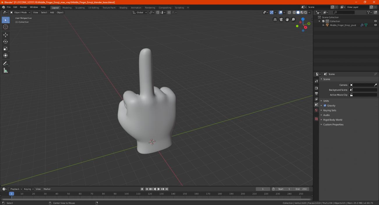 Middle Finger Emoji 3D model