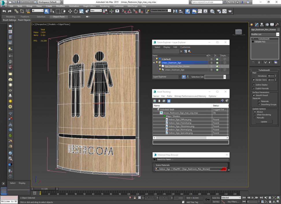 3D model Unisex Restroom Sign