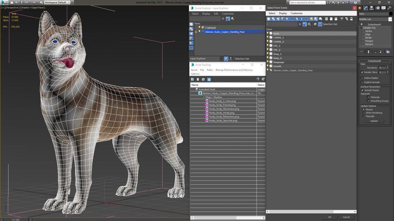 3D model Siberian Husky Copper Standing Pose