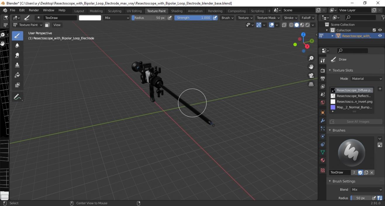 3D model Resectoscope with Bipolar Loop Electrode