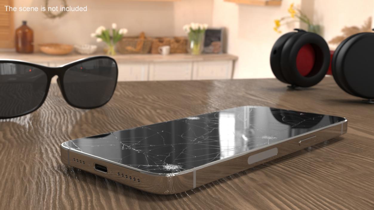 Natural Titanium IPhone 15 Pro Max Broken Glass 2 3D model