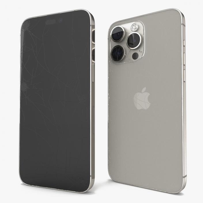 Natural Titanium IPhone 15 Pro Max Broken Glass 2 3D model