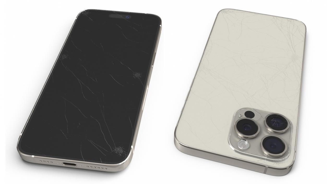 Natural Titanium IPhone 15 Pro Max Broken Glass 2 3D model