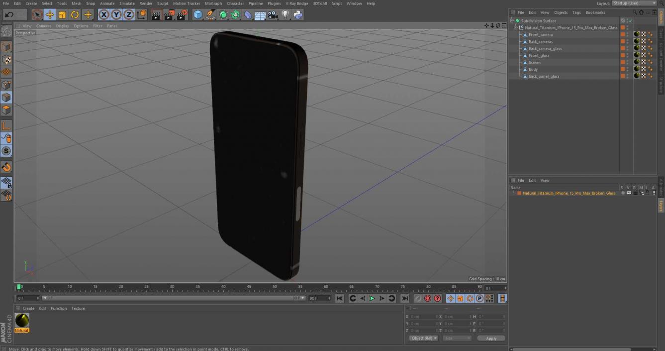 Natural Titanium IPhone 15 Pro Max Broken Glass 2 3D model