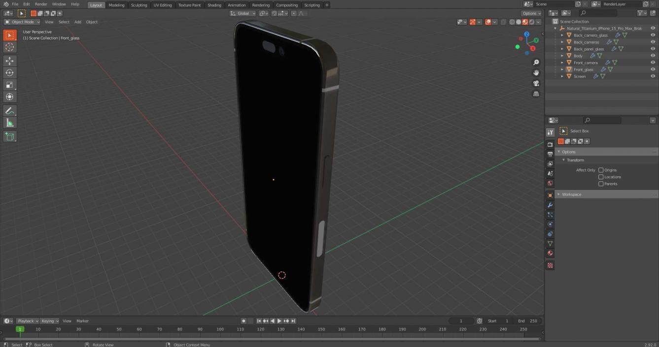 Natural Titanium IPhone 15 Pro Max Broken Glass 2 3D model