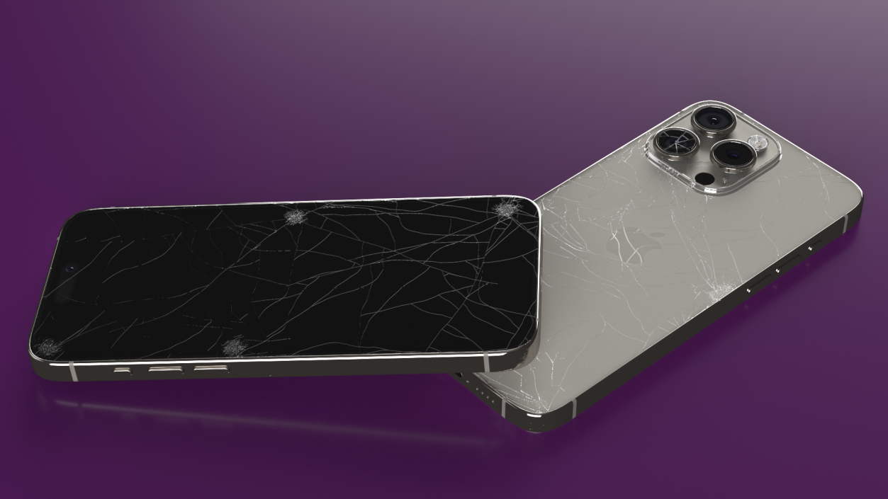 Natural Titanium IPhone 15 Pro Max Broken Glass 2 3D model