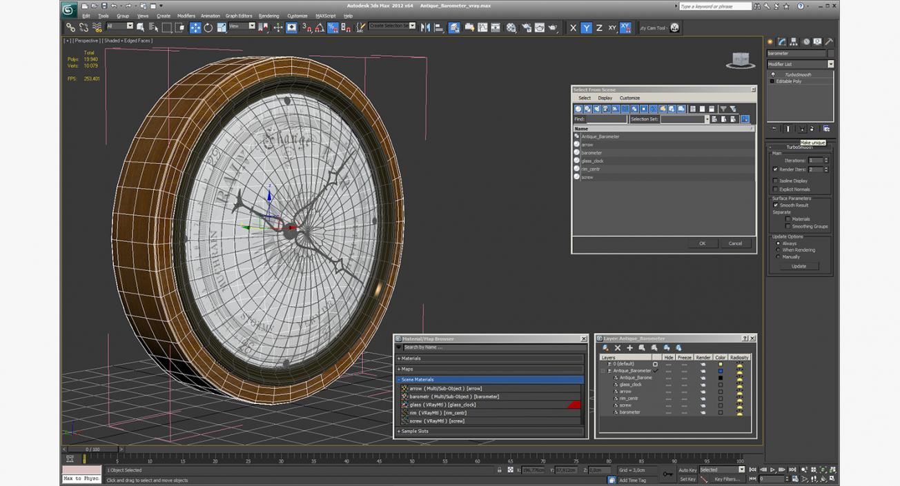 Antique Barometer 3D