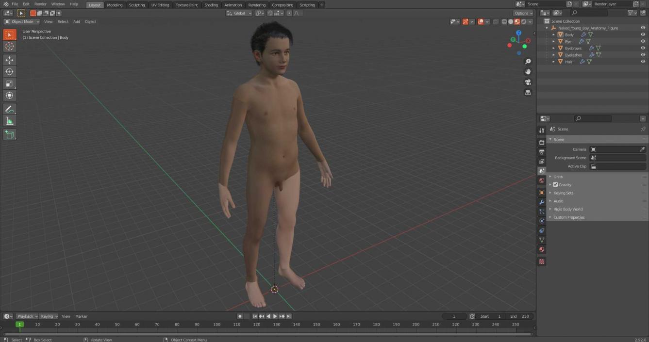 3D model Naked Young Boy Anatomy Figure