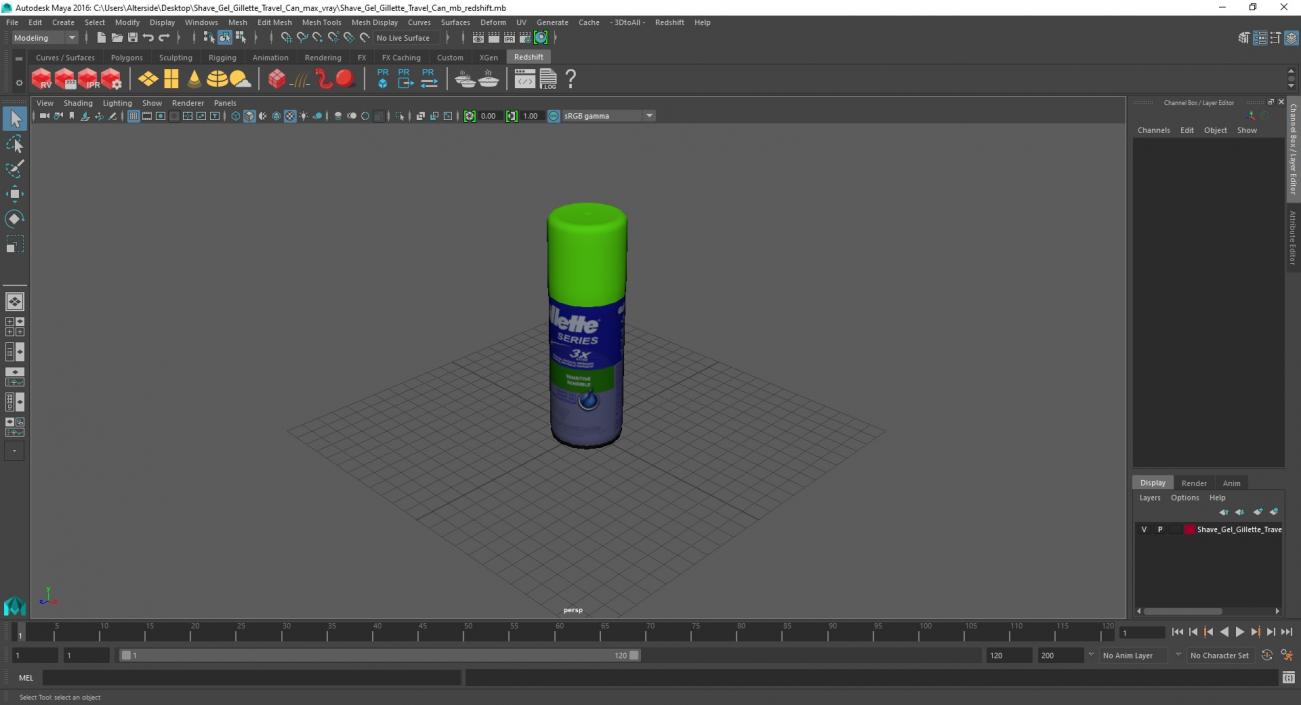 Shave Gel Gillette Travel Can 3D model