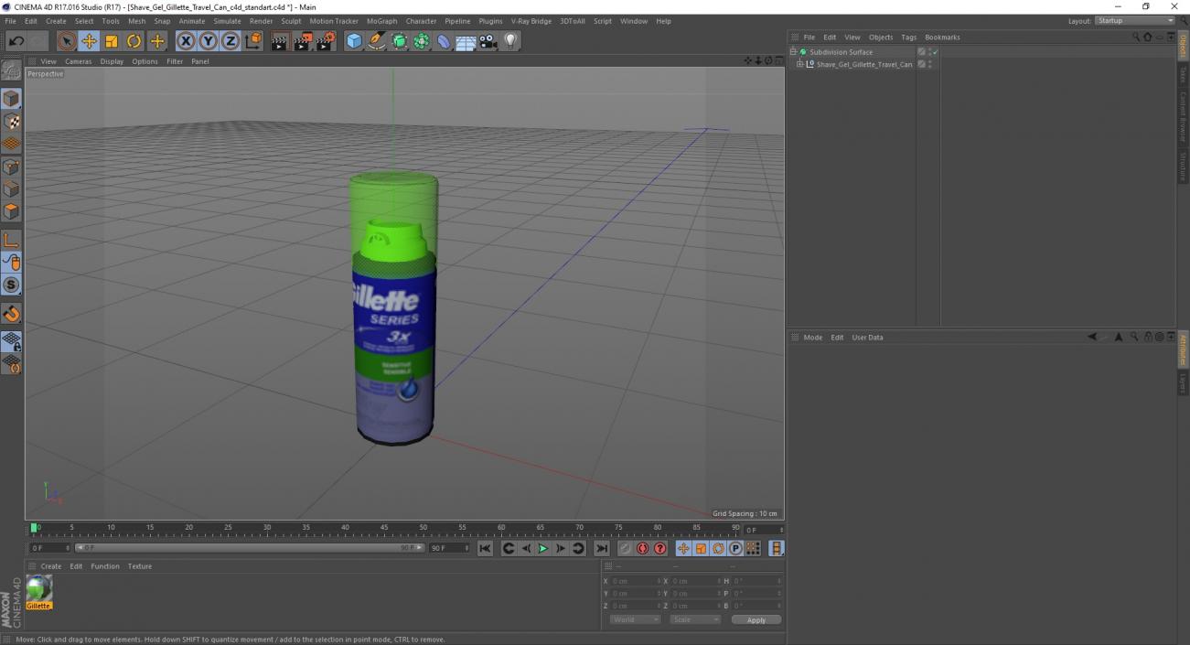 Shave Gel Gillette Travel Can 3D model