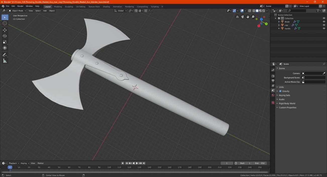 3D Throwing Double Bladed Axe