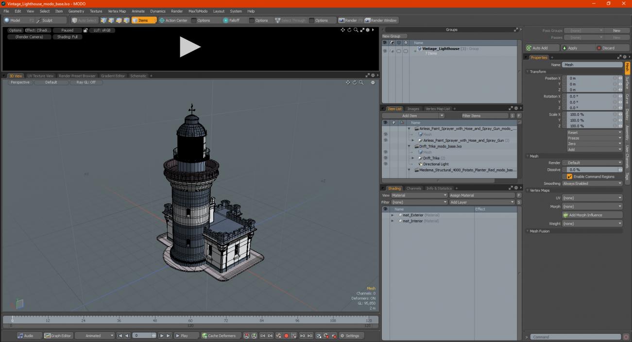 3D Vintage Lighthouse model