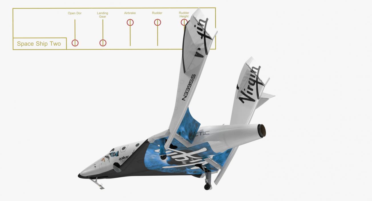 3D Suborbital Spaceplane SpaceShipTwo Rigged