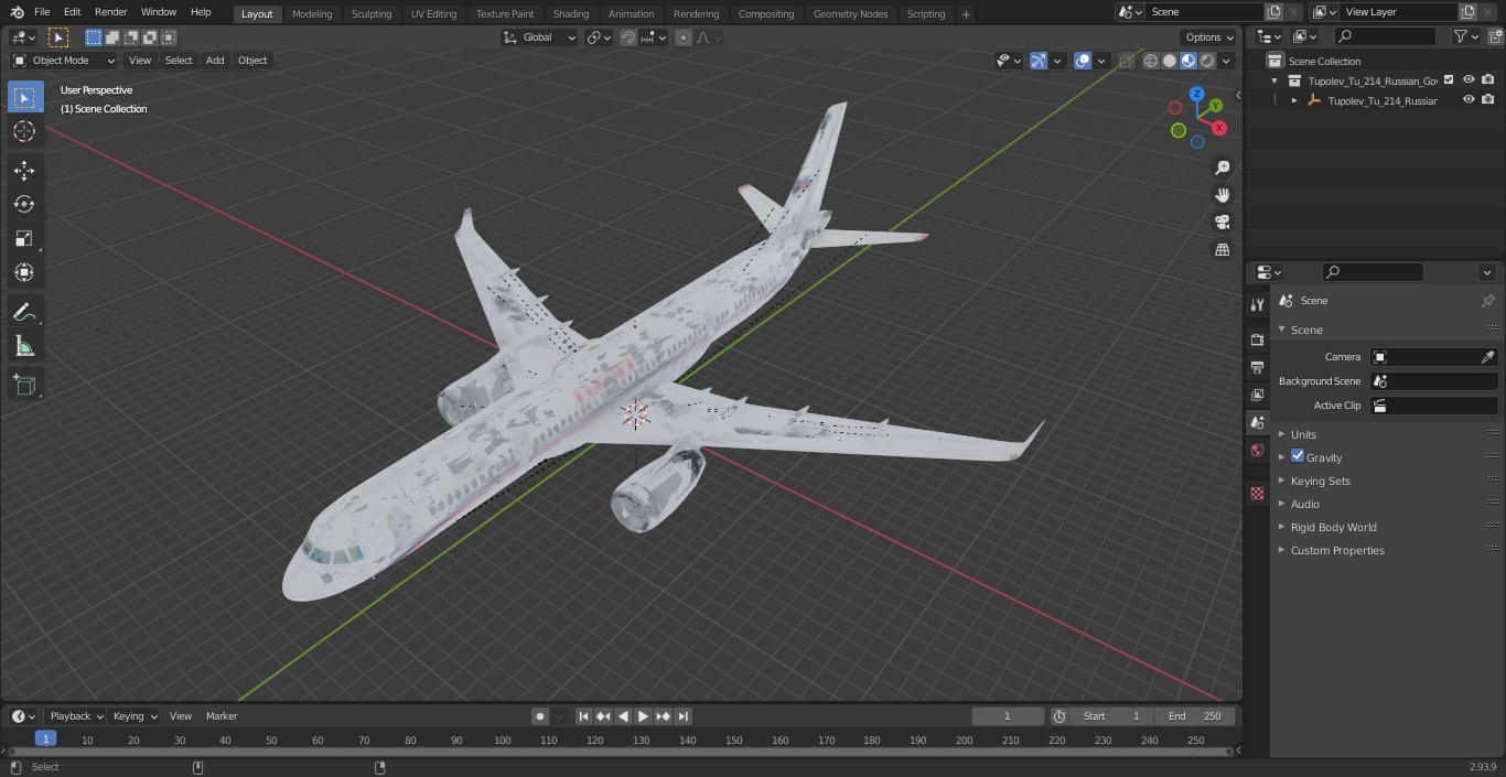 Tupolev Tu-214 Russian Government Airliner Flight 3D model