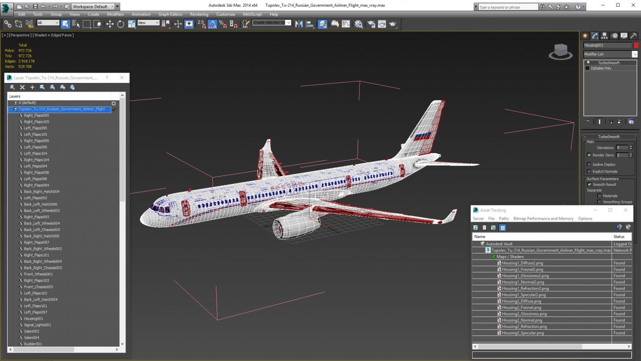 Tupolev Tu-214 Russian Government Airliner Flight 3D model