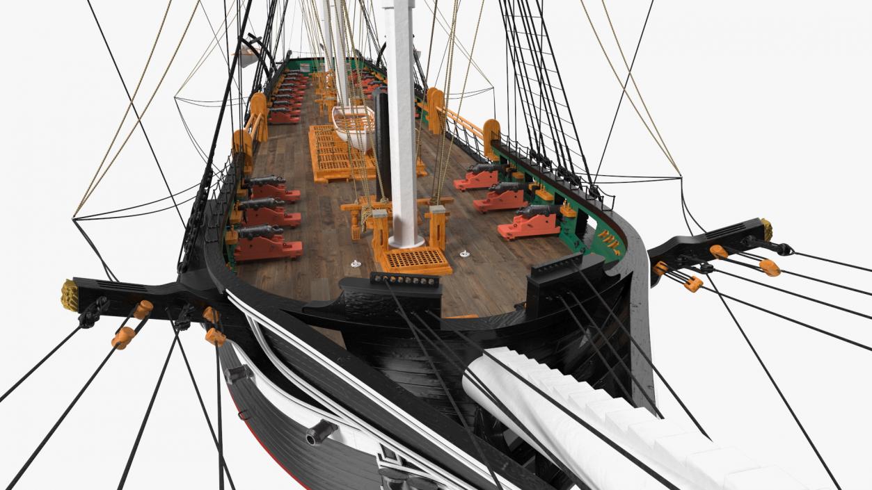 3D USS Constitution Heavy Frigate Retracted Sails