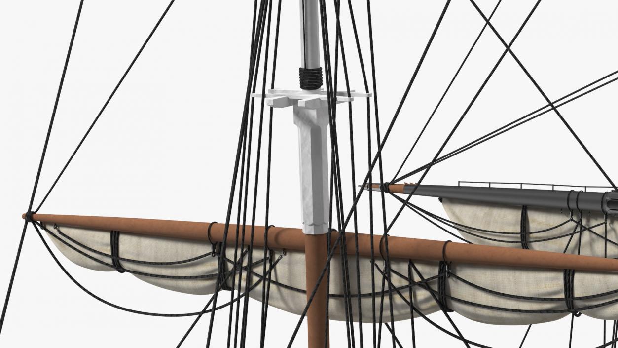 3D USS Constitution Heavy Frigate Retracted Sails