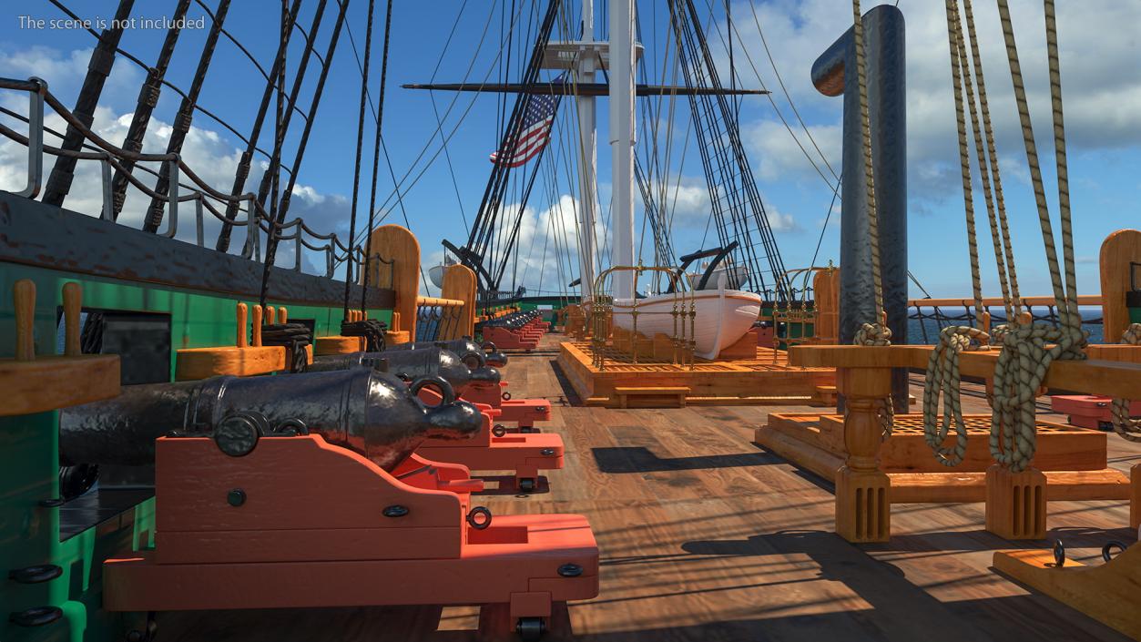 3D USS Constitution Heavy Frigate Retracted Sails