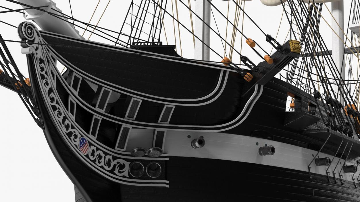 3D USS Constitution Heavy Frigate Retracted Sails