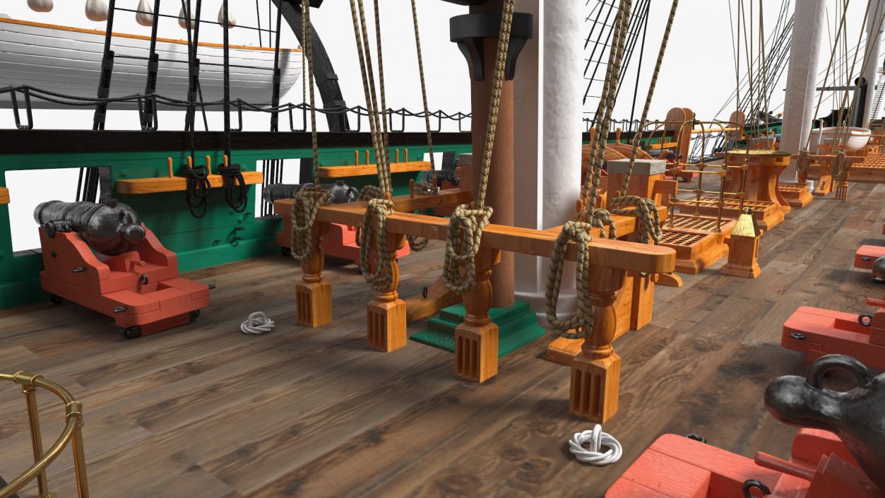 3D USS Constitution Heavy Frigate Retracted Sails