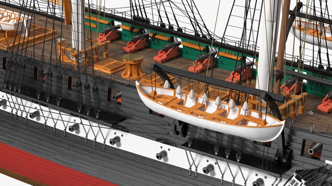 3D USS Constitution Heavy Frigate Retracted Sails