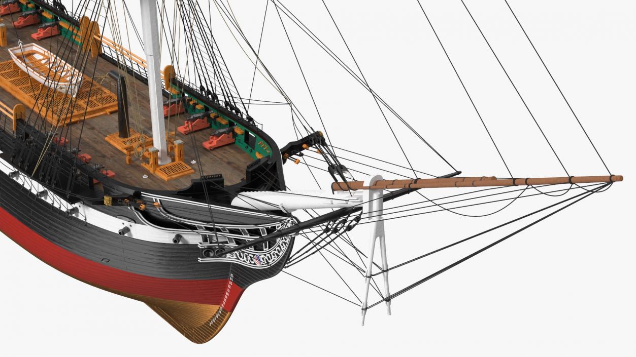 3D USS Constitution Heavy Frigate Retracted Sails