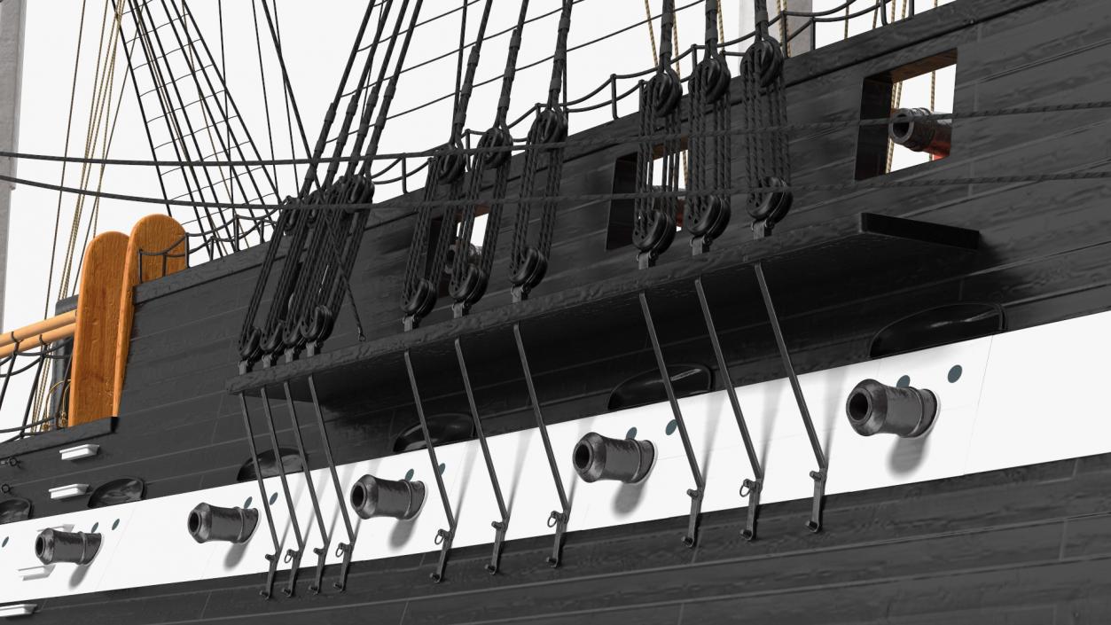 3D USS Constitution Heavy Frigate Retracted Sails