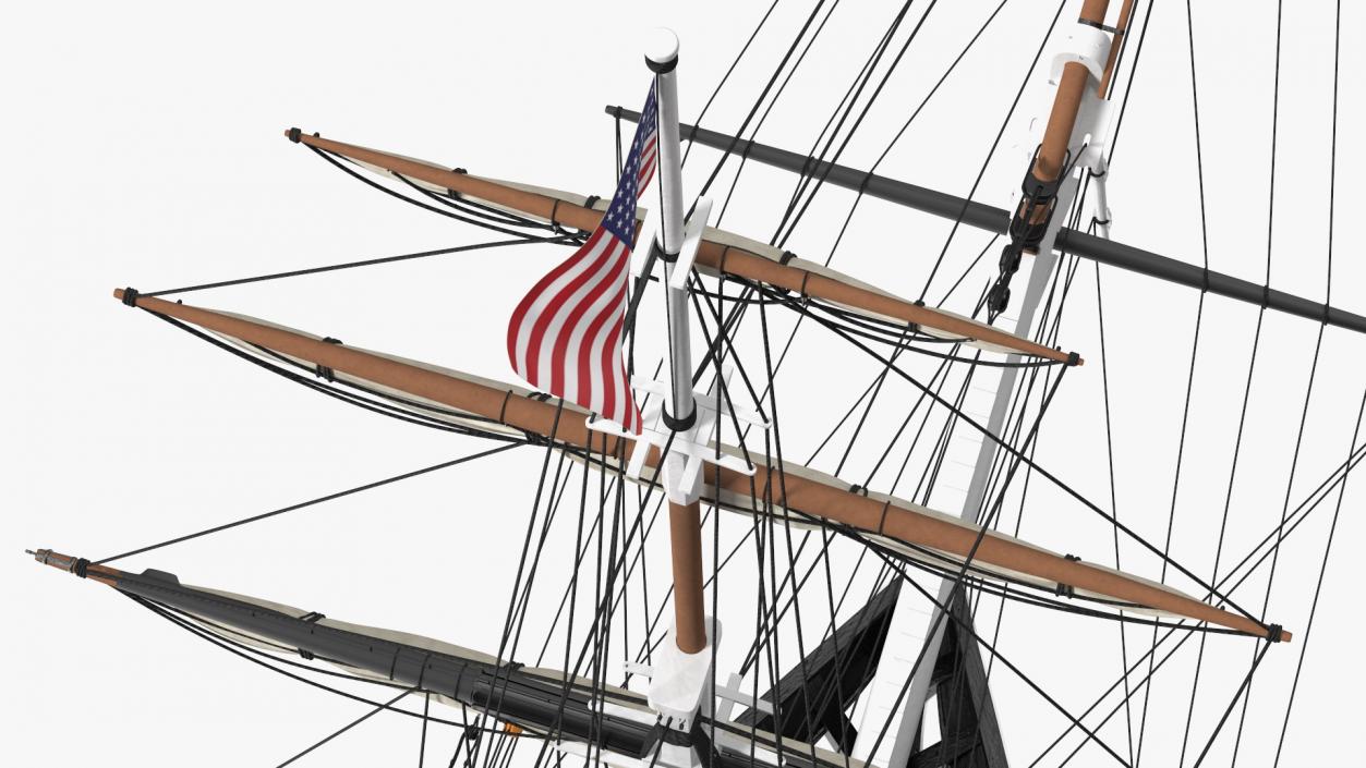 3D USS Constitution Heavy Frigate Retracted Sails