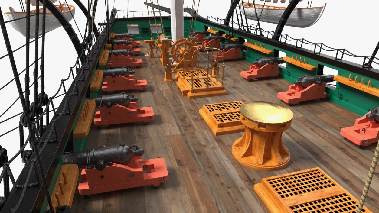 3D USS Constitution Heavy Frigate Retracted Sails