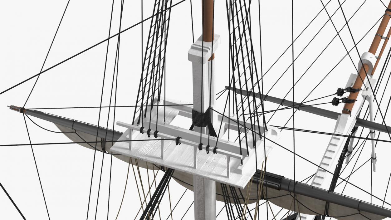 3D USS Constitution Heavy Frigate Retracted Sails