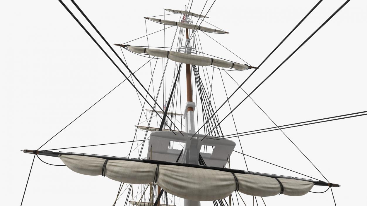 3D USS Constitution Heavy Frigate Retracted Sails