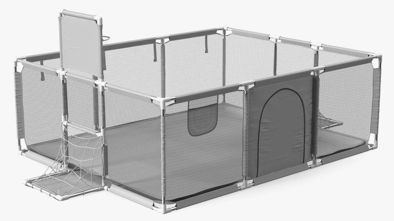 3D Grey Large Baby Playpen model