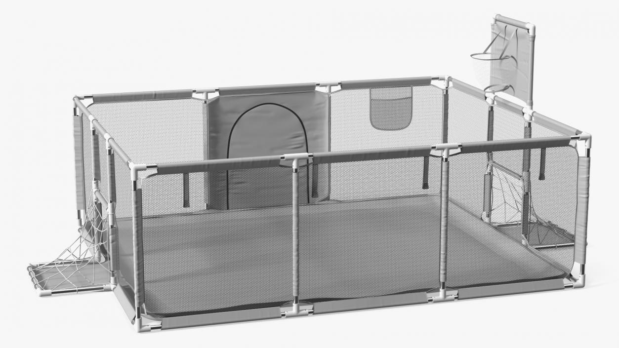 3D Grey Large Baby Playpen model