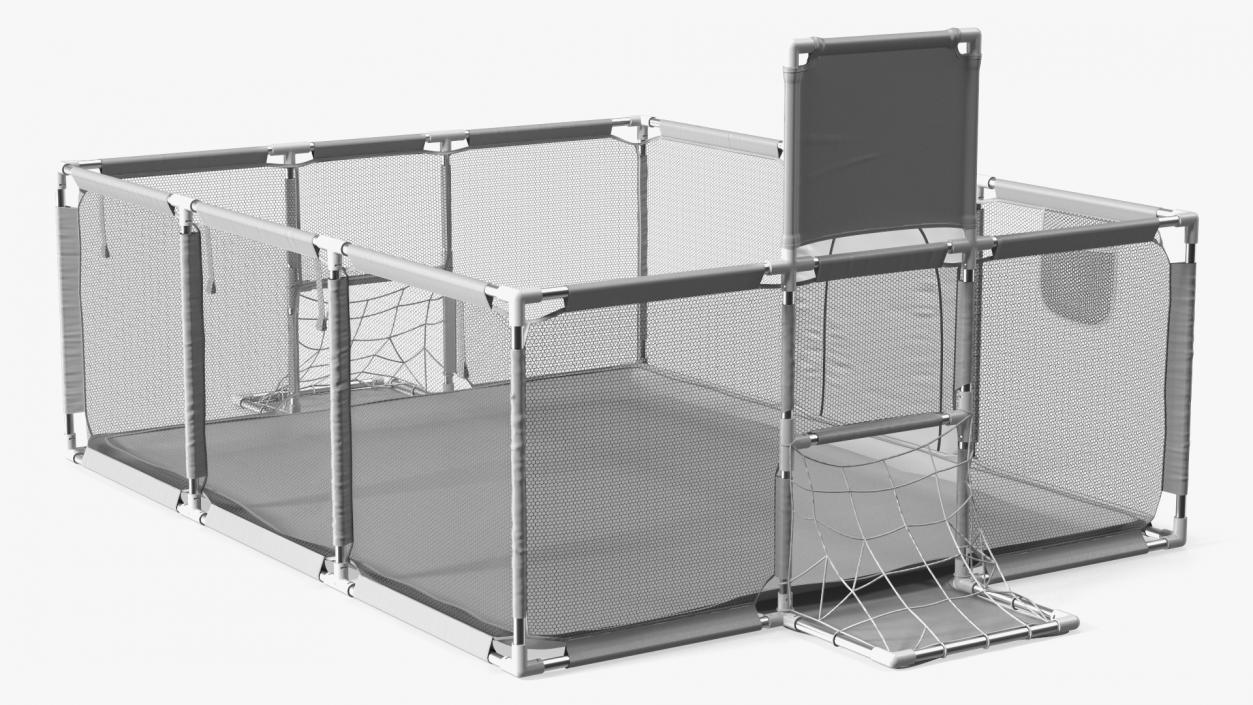 3D Grey Large Baby Playpen model