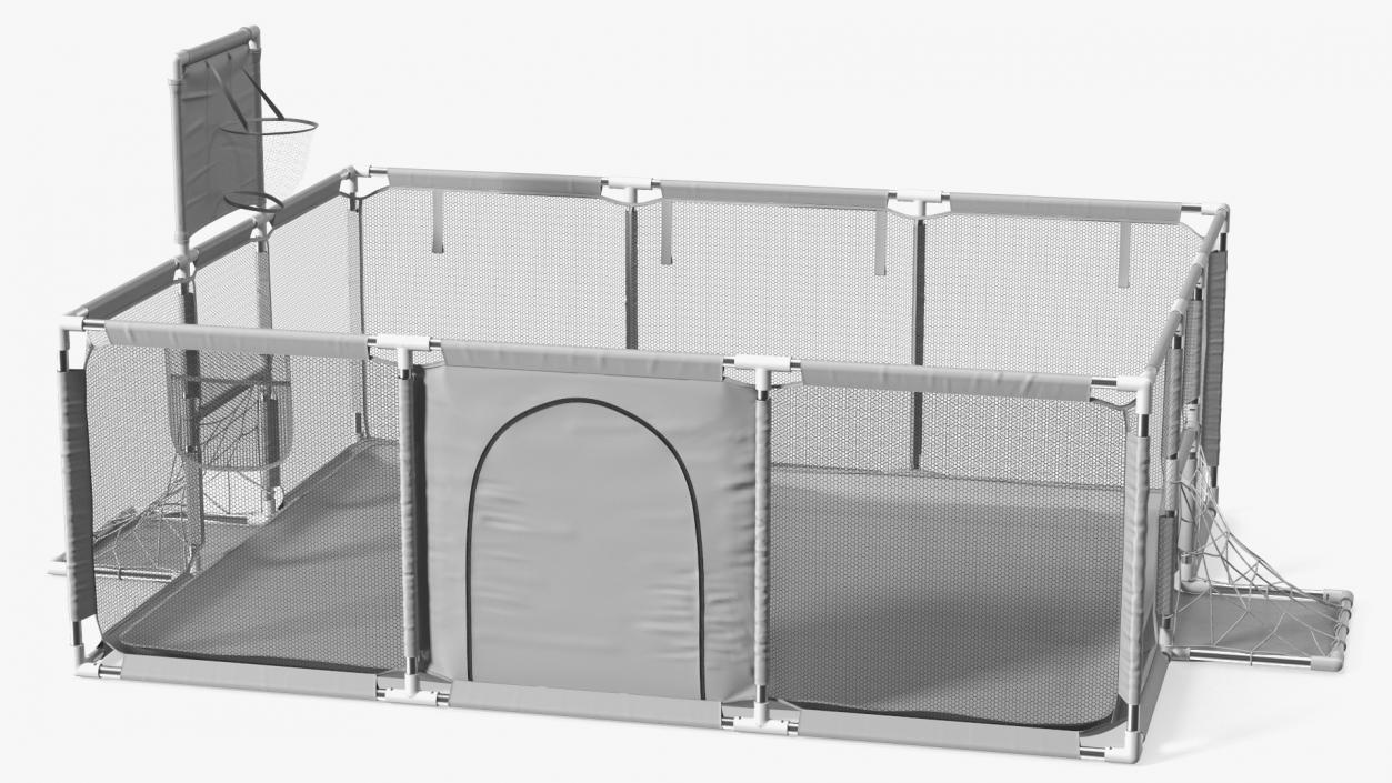 3D Grey Large Baby Playpen model