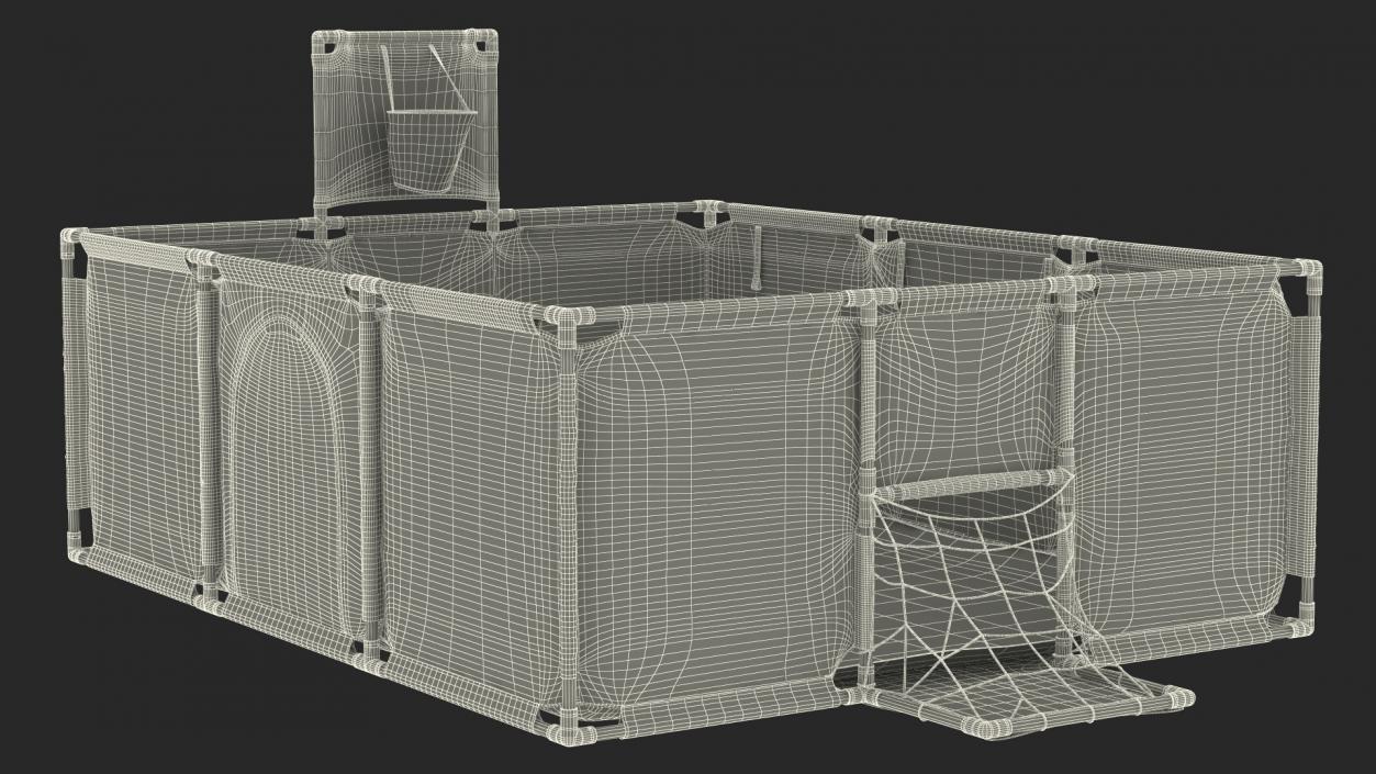 3D Grey Large Baby Playpen model