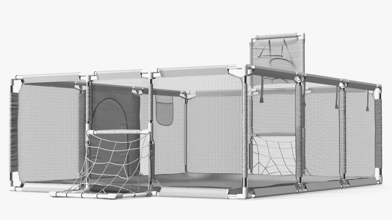 3D Grey Large Baby Playpen model