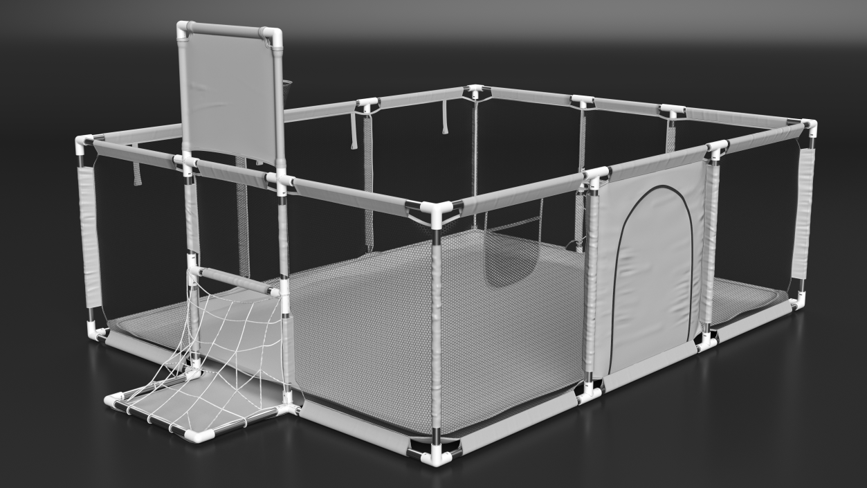 3D Grey Large Baby Playpen model