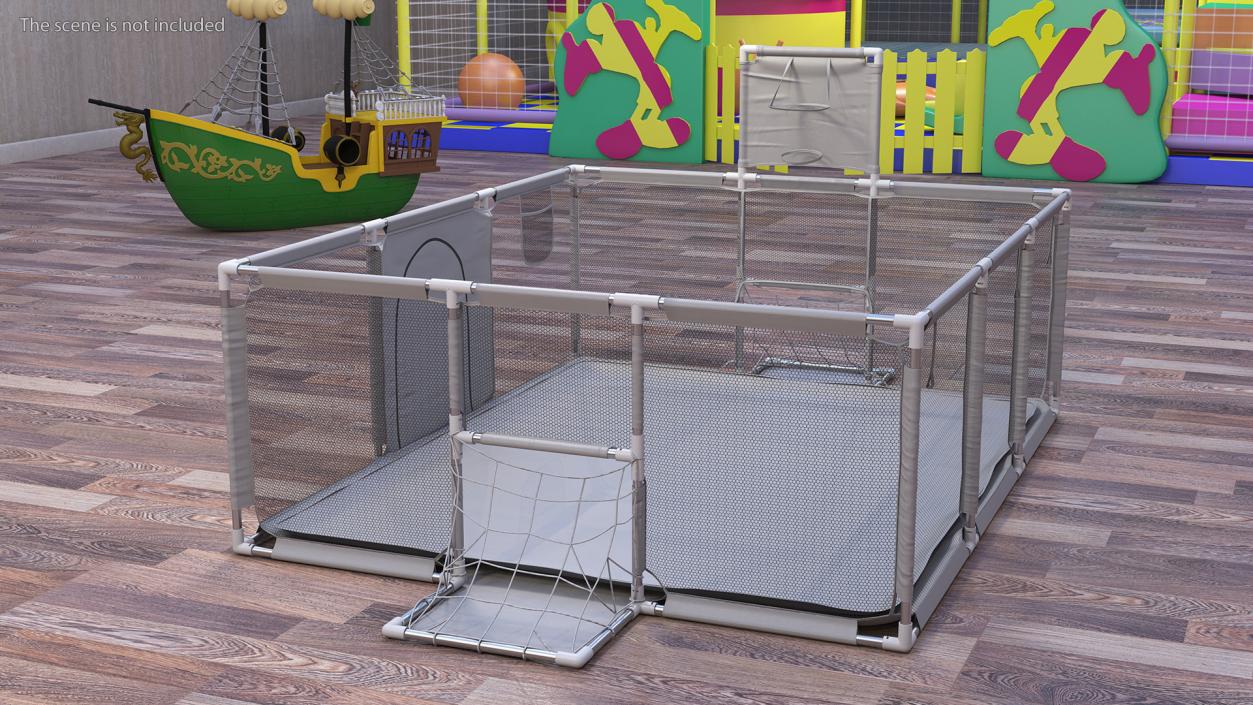 3D Grey Large Baby Playpen model