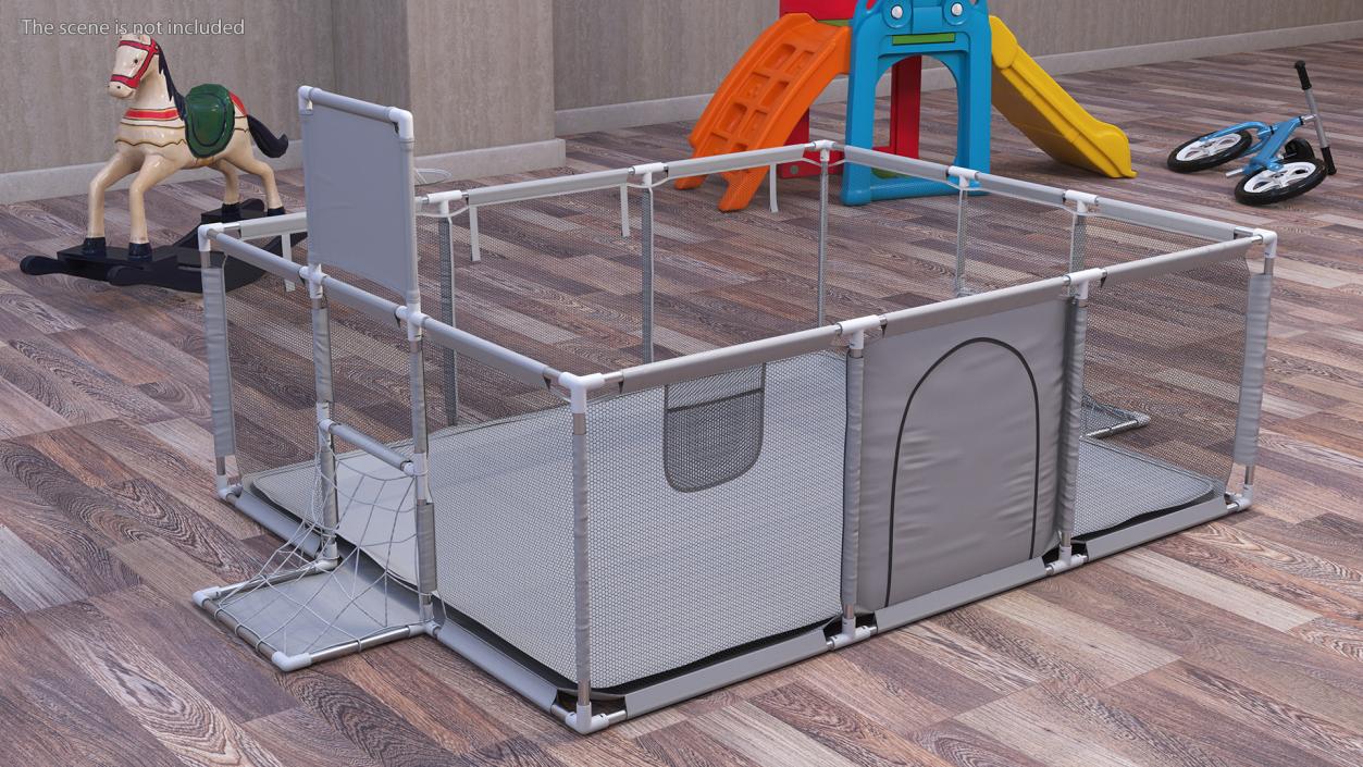 3D Grey Large Baby Playpen model